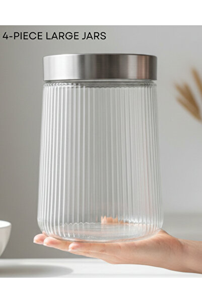 Fissman 4-Piece Food Storage Jars 1300ml (Glass)