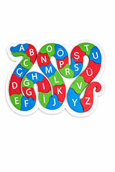 lina hobby Çocuklar İçin Eğitici ABC Harf Öğretici Renkli Yılan Puzzle - Daya...