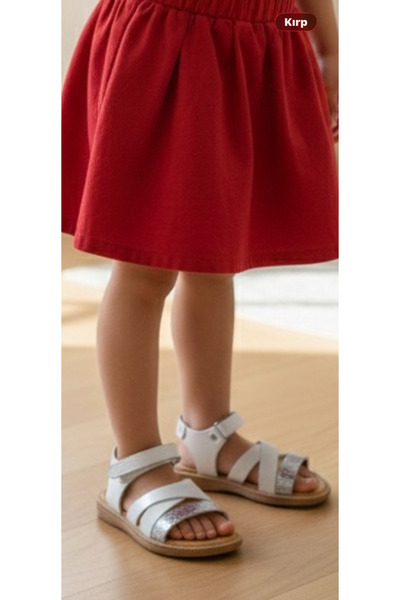 nuh kids Genuine Leather Lame White Daily Orthopedic Girls' Sandals