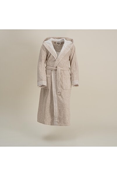 Ecocotton Ramina Erkek Bornoz %100 Organik Pamuk Jakarlı Bej