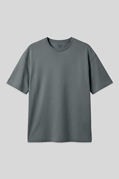 AIR JONES Ανδρικό μπλουζάκι από χακί βαμβακερό χοντρό μαλακό υφή Oversize Fit...