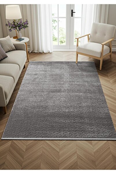 Cotto Home Feel FL010G Antrasit Gri Halı Modern Desenli Akrilik Tozu Az Salon...