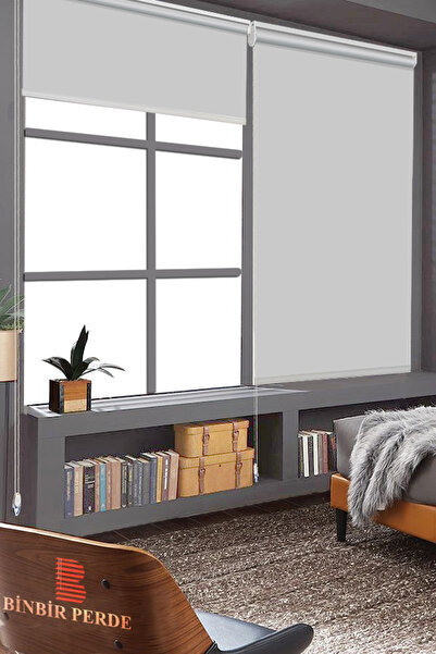 Binbirperde Düz Gri Stor Perde Ev&ofis Perdesi Kolay Montaj Aluminyum Sistem ...