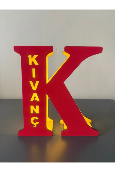 Runc Design Kişiye Özel İsimli LED Işıklı Ahşap Harf Lamba – Baş Harf Tasarım...