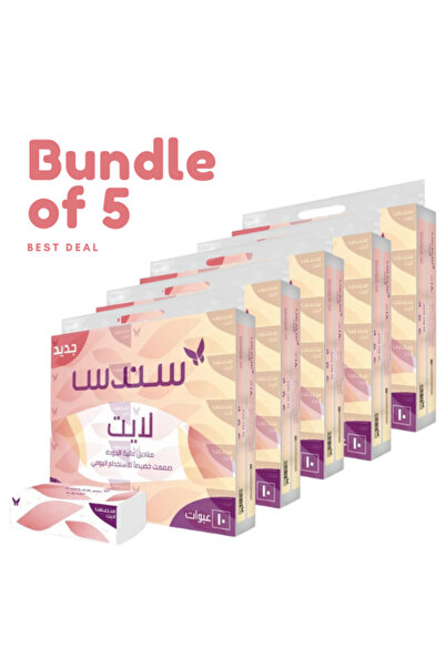 Sondos Lite Facial Tissue, Bundle of 5 (10 Soft Pack x 180 Sheet), Strong 2 P...
