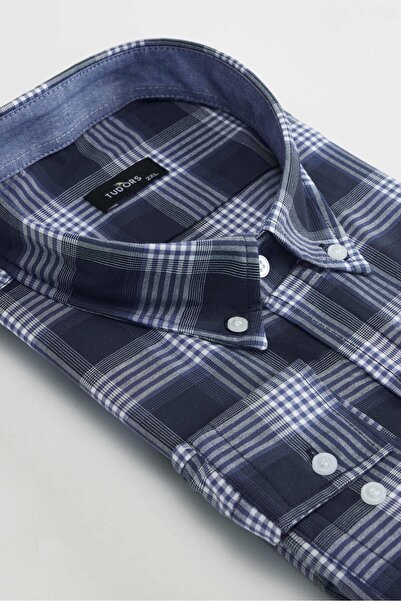 Tudors Plus Size καρό ανδρικό πουκάμισο - γιακάς με κουμπιά
