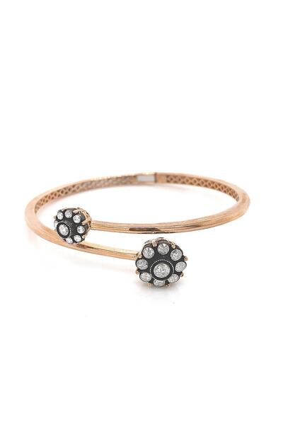 ZÜMRÜT SARRAF 8 Ayar Altın 0,58 Ct Elmas Gül Modelli Kelepçe Bilezik