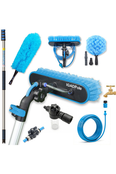 IGADPole Kit Spalare Ferestre 5m: Perie alimentata cu Apa, Perie Panze Paianj...