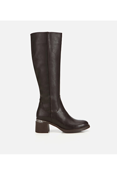 Hotiç Kadın Kahverengi Metal Detaylı Topuklu Çizme