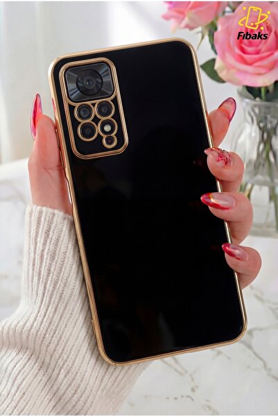 Fibaks Redmi Note 12 Pro 4G Kılıf Parlak Kenarlı Altın Işlemeli Kamera Koruma...