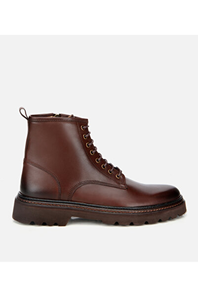 Hotiç Erkek Deri Kahverengi Fermuarlı Kalın Tabanlı Casual Bot