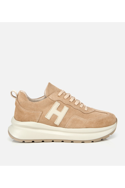 Hotiç Kadın Süet Deri Bej Kalın Tabanlı Comfort Spor Ayakkabı