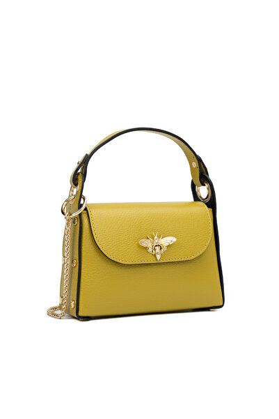 Posete Fagaras Poseta Piele Alma - Mustar, Geanta Casual din Piele Naturala, ...