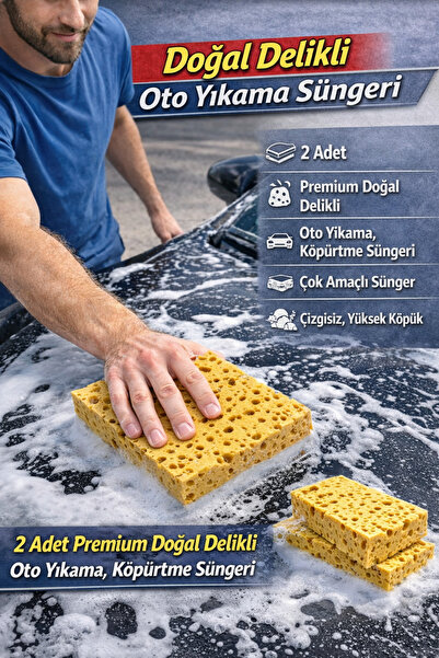 Manosta (2 BUC) Burete natural premium perforat pentru spălarea mașinilor, bu...