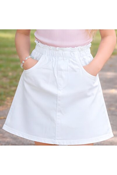 Çello mello Devojačka elastična struk od likre gabardina suknja