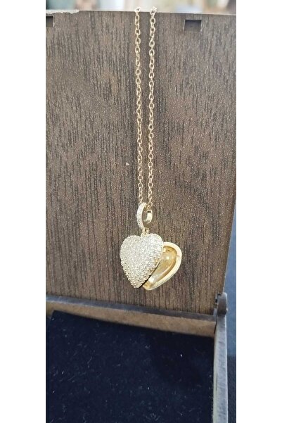 HKAS NEW LIFE Açılır Kalpli Zirkon Gold Çelik Zincir