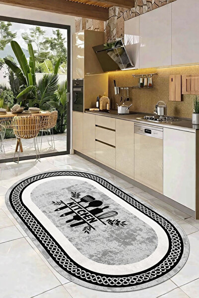 df home Mutfak Halısı Geometrik İskandinav Toz Tutmaz Dijital Baskı Yıkanabil...