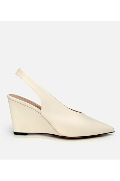 Hotiç Kadın Deri Ekru Dolgu Topuklu Ayakkabı