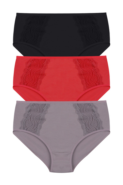 koza iç giyim Chiloți din bumbac cu dantelă din 3 piese pentru femei