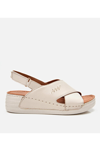 Hotiç Kadın Deri Bej Ayarlanabilir Comfort Sandalet