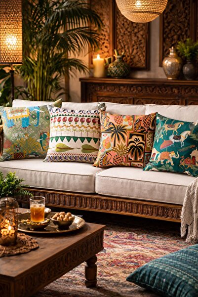 Evdek Double-Sided Printed 4-Piece Throw Pillow Cover 6Eod7