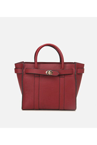 Hotiç Kadın Deri Bordo Kilit Detaylı Omuz Çantası
