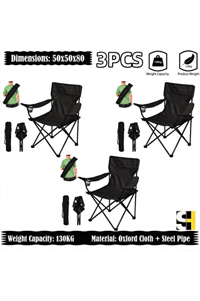 Generic كرسي تخييم قابل للطي مع مساند للذراعين وحامل أكواب، كرسي قابل للطي لل...