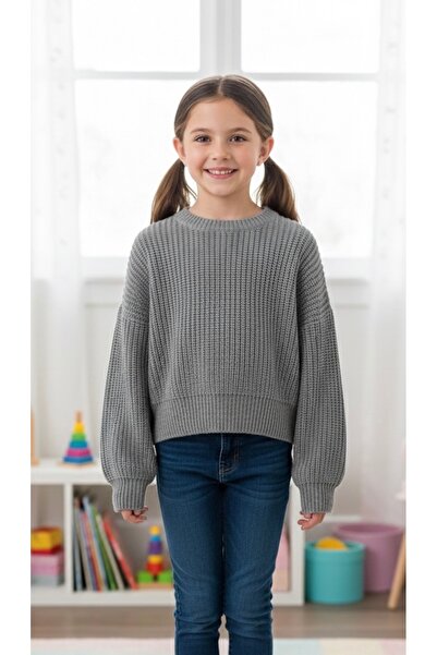 ADA YILDIZ KİDS Pulover pentru fete, tricotaje, culoare gri, 6/14 ani