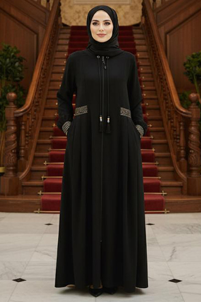 Neva Style Ворс деталізований чорний Tesettur Abaya 45271S 45271S
