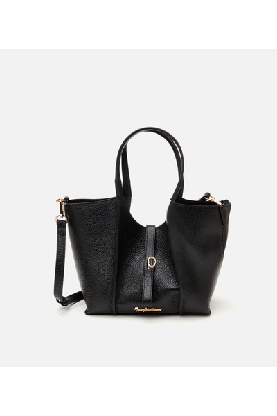 Hotiç Kadın Deri Siyah Kilit Detaylı Tote Çanta