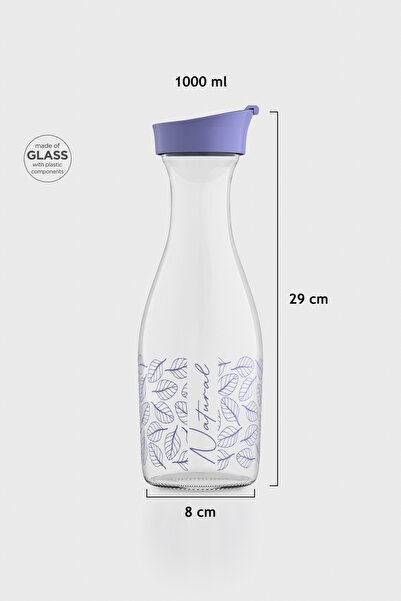 Renga Odesa Çiçek Desenli 1000 ml Cam Karaf 212010 Mor