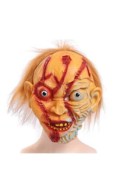 partidolu Silikon Chucky Çaki Bebek Korku Maskesi Saçlı Yetişkin 1 adet