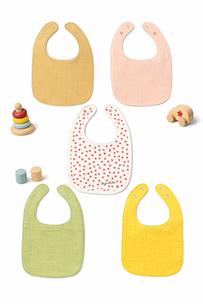 Enhitbaby 5'li Sıvı Geçirmez Çift Kat Müslin Mama Ve Salya Önlüğü, %100 Pamuk...