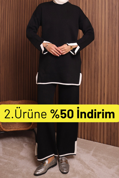 Balenbi Women's Oversized Tight Knit Slit Hijab Knitwear Set 1146