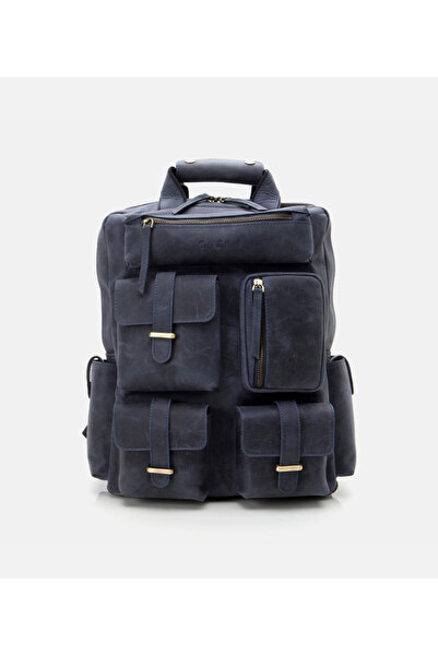 Hotiç Erkek Deri Lacivert Sırt Çantası