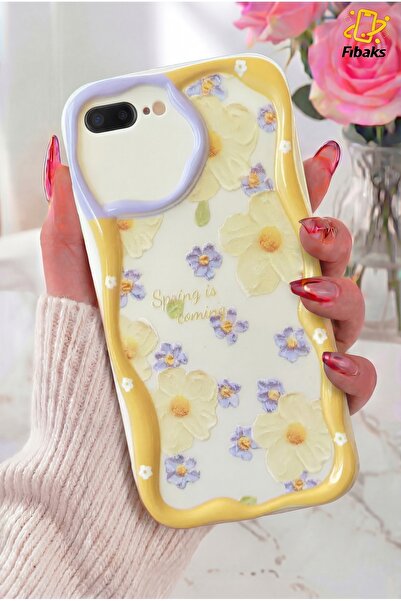 Fibaks iPhone 7 Plus/8 Plus Kılıf Tasarımlı Desenli Kamera Korumalı Papatya Ç...