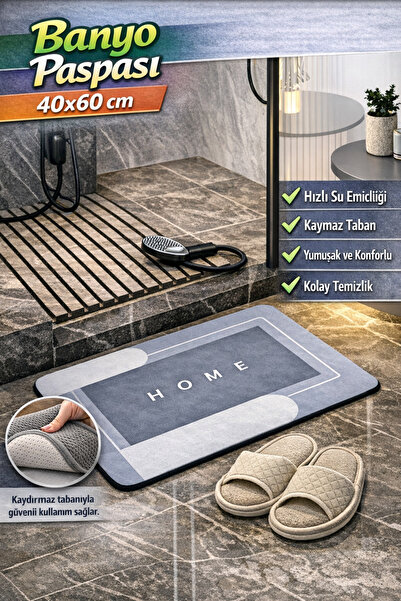 Manosta ( 1 Adet ) 40*60 CM Banyo ve Mutfak Paspası - Kaymaz Tabanlı Hızlı Ku...