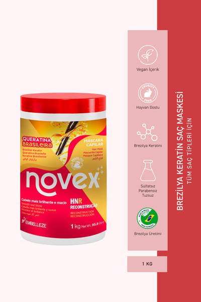 NOVEX Brezilya Keratin - Kurumuş Ve Zarar Görmüş Saçlar Için Saç Maskesi 1kg