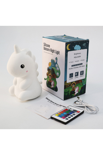 wayawaa Cute unicorn night light, made of silicone, Desk and Night Lamp(white)