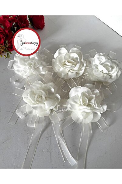 Gelincimherşey 5'li Krem Saten Dekoratif Çiçekli Iğneli Söz,nişan,çeyiz Için ...