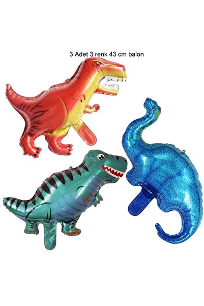 partidolu Shape Şekilli 3 Renk Dinozor Folyo Balon 43 Cm 3 Adet