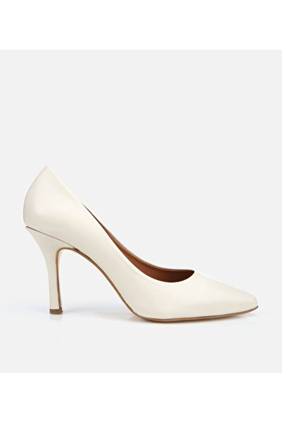 Hotiç Kadın Deri Ekru Yüksek Topuklu Stiletto