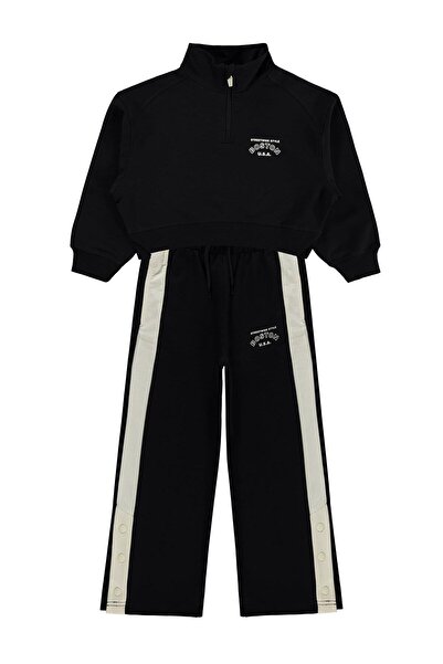 Mışıl Set trening pentru copii cu jumătate de fermoar, 6-9 ani - Negru, 7-8 ani