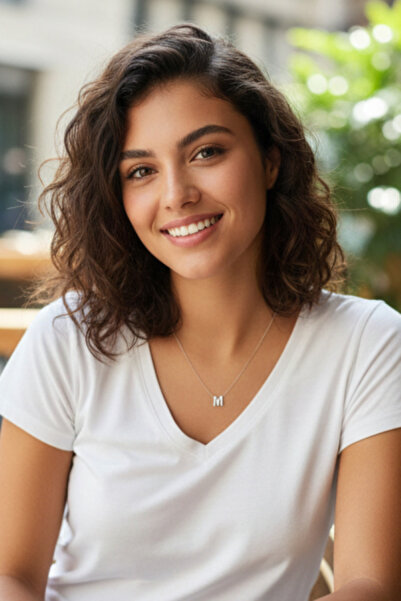 Inochis ChicPaws Gümüş Renkli Çelik Harf Kolye M Harfi