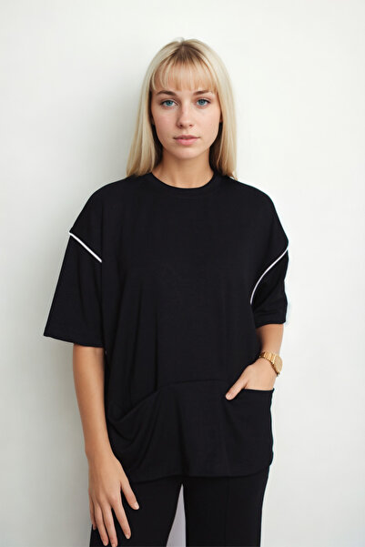 Vitrin Kangaroo Pocket Round Neck Blouse