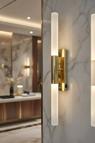 shop Perla Modern Gold Pilli ve Elektrikli Günışığı Ledli Duvar Aplik 1 adet ...