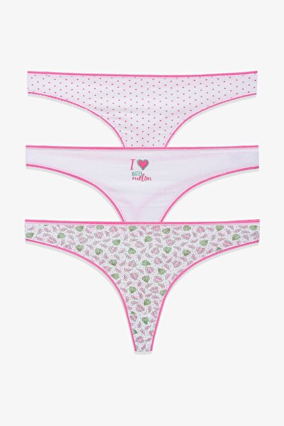 koza iç giyim Női 3 részes pamut mintás tanga