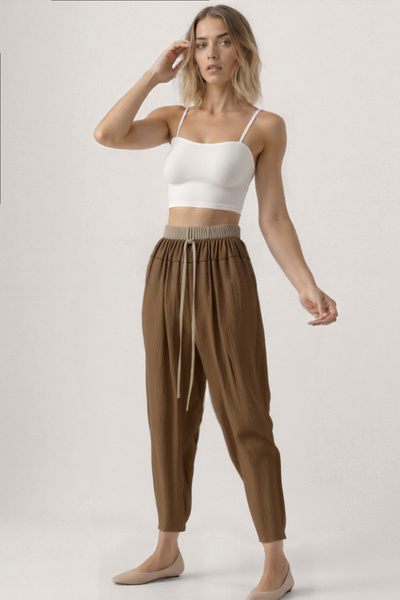 Vitrin Waist Part Double Color Trousers