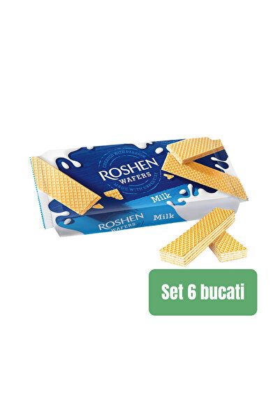 Roshen SET 6 BUCĂȚI - Napolitane MILK, napolitane stratificate cu umplutură d...