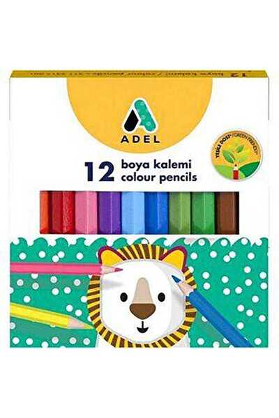 Adel Kuru Boya Kalemi, Yarım Boy, 12 Renk, Ergonomik Tutuş, Canlı ve Parlak R...